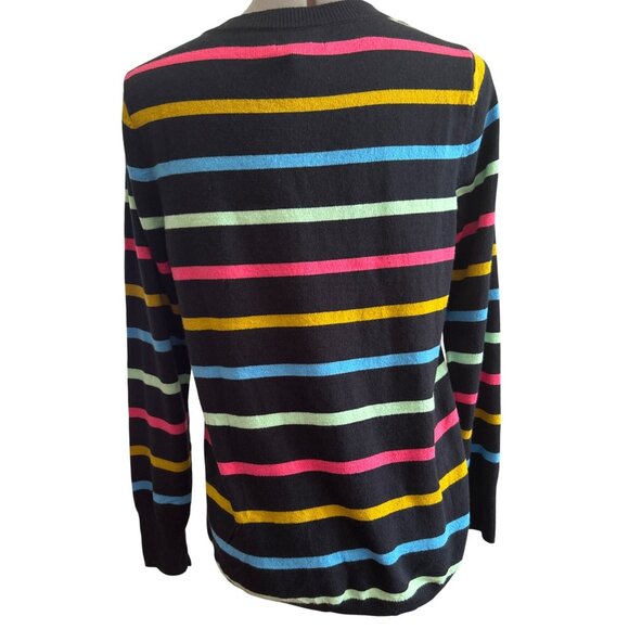Croft & Barrow Black & Multicolor Striped Pullover V-Neck Sweater Size M - Picture 2 of 7